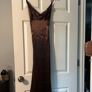 Urban Outfitters Chocolate Satin Maxi Dress